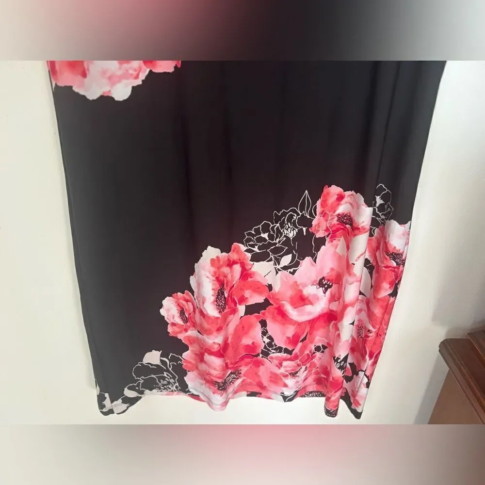 Chico's Black Pink Floral Short Sleeve Shift Dress Chico's Size 3 - Picture 11 of 12